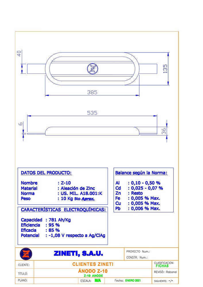 ANODO PLACA CUADRADA SOLDAR 10 KG 