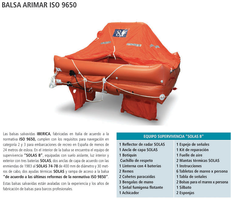 Balsas Salvavidas Arimar ISO 9650 (4 Plazas) En CONTAINER Para Barcos ...