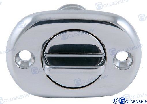 DESAGÜE C/TAPON OVAL INOX 54 MM*24mm/12mm, AISI 316.Drain plug with socket. Ombrinale. 