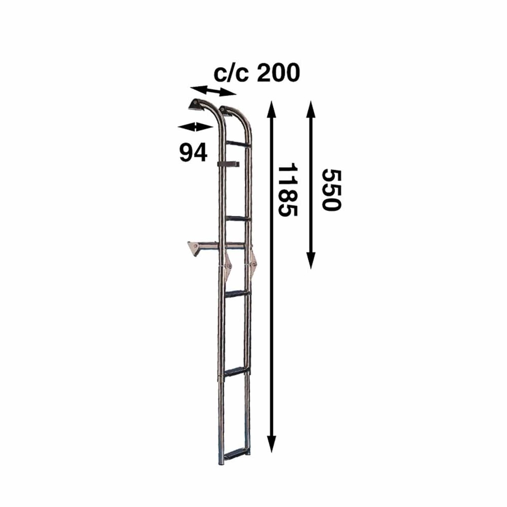 ESCALERA DE BAÑO TELESCÓPICA 1185x210 5 PELDAÑOS ACERO INOXIDABLE AISI 316 