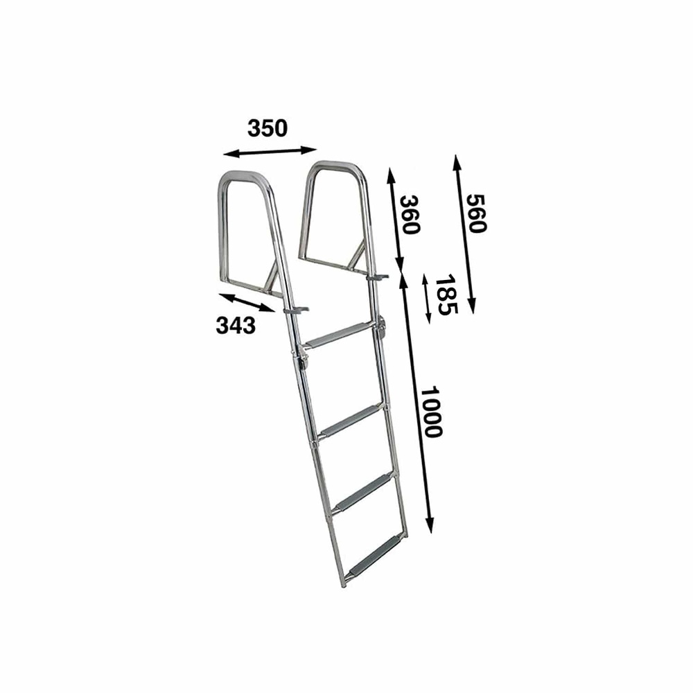 ESCALERA DE BAÑO TELESCÓPICA 1420x382 4 PELDAÑOS ACERO INOXIDABLE AISI 316 