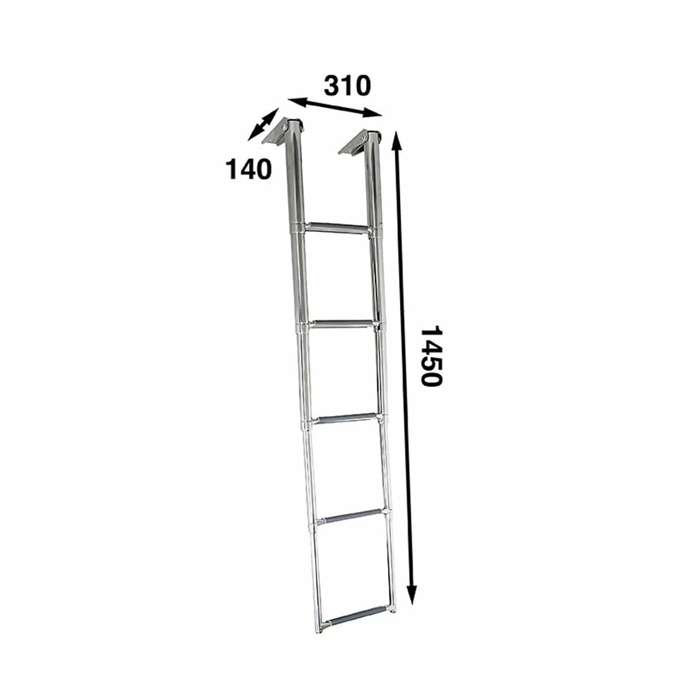 ESCALERA DE BAÑO TELESCÓPICA 1450x310. 5 PELDAÑOS ACERO INOXIDABLE AISI 316 