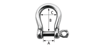 GRILLETE LIRA ALTA RESISTENCIA INOXIDABLE 316 Ø 10 