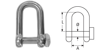 GRILLETE RECTO TORNILLO INOXIDABLE AISI 316 Ø 22 