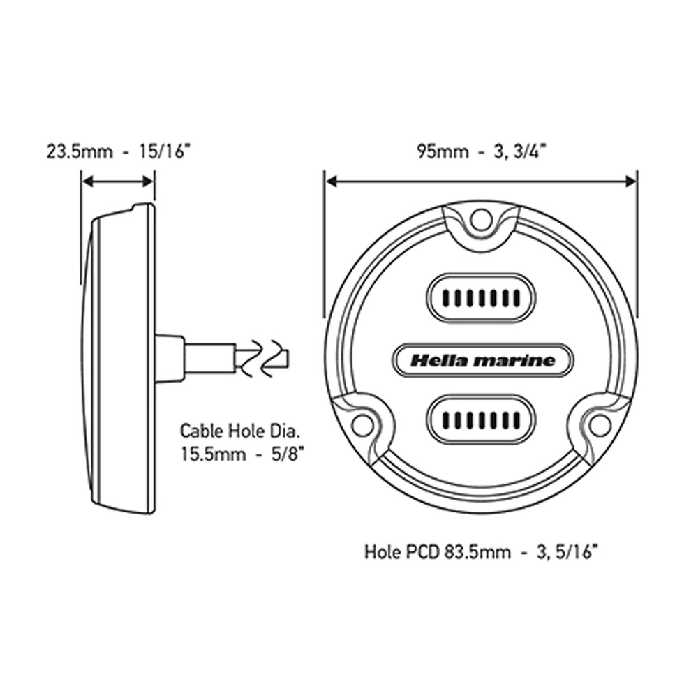 LUZ SUMERGIBLE BLANCO-AZUL 9-32V POLY BL HELLA MARINE 