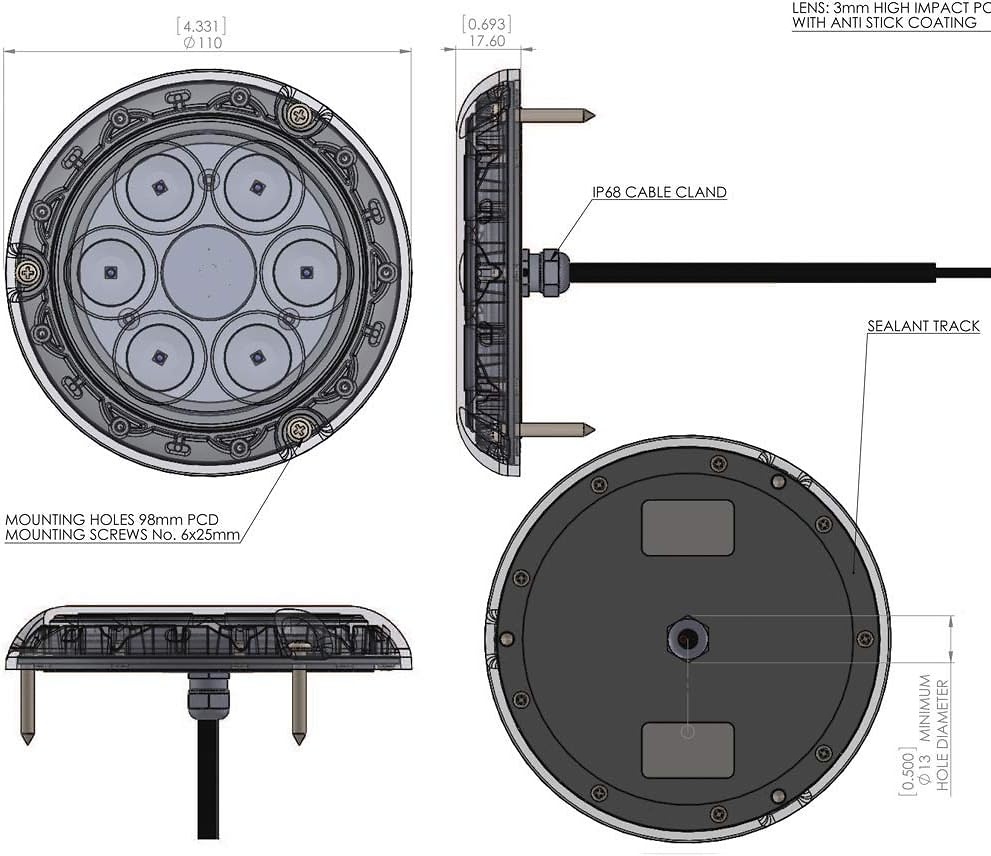 LUZ SUMERGIBLE PIRANHA P6 AZUL 12V 