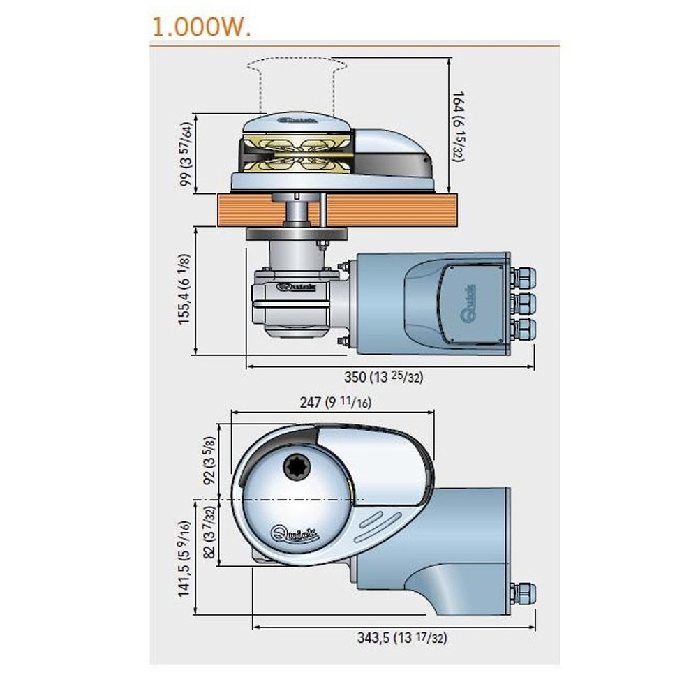 Molinete Vertical Prince DP3 Quick 1000W 12V 8mm C/C 