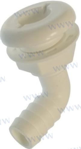 PASACASCOS 90º (PACK DE 2) PARA MANGUERAS DE 29MM Thrue hull for hose 29mm in White plastic,Passacafo90 29mm in plastica bianca 