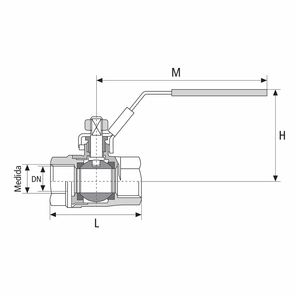VÁLVULA DE BOLA PASO TOTAL 2P EN VARIAS MEDIDAS H-H 
